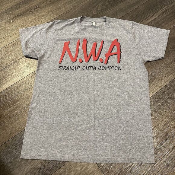 Vintage NWA Straight Out Of Compton T- Shirt Gray Ice Cube N.W.A. LA - Picture 1 of 4
